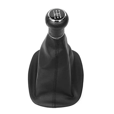 Image de Pommeau De Levier Vitesse, Vitesse Voiture à 5 Vitesses, Remplacement Couvercle Botte Guêtre Compatible avec Passat B5 Noir