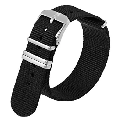 Image de Luminox Véritable Bracelet de montre FNX.2201.20Q.K rechange 22 mm 4 boucles en nylon noir avec boucle acier pour montres 0320 0330