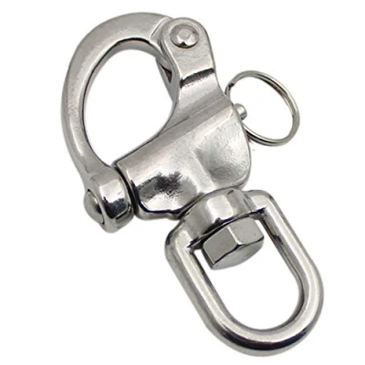 Image de POFET 87mm Mousqueton Pivotant à Emerillon Manille Pivotante en Acier Inoxydable Largage Rapide pour Drisse Voilier