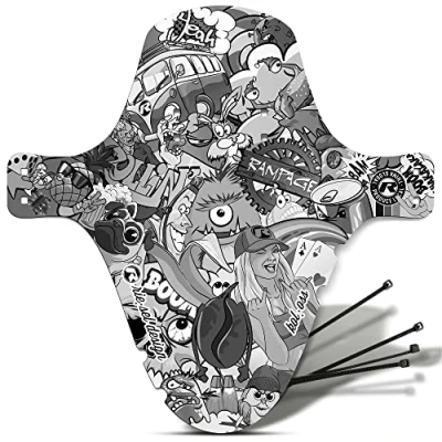 Image de Riesel Design® Garde Boue KOLOSS Plus (livrés avec Colliers Rilsan) pneus Jusqu’à 3.0’’ Made in Germany Stickerbomb eyecatcher Ultra Black