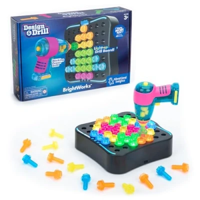 Image de Learning Resources Kit d’activités lumineux Design &amp; Drill BrightWorks apprentissage STEM avec perceuse pour enfants, 53 pièces, à partir de 3 ans
