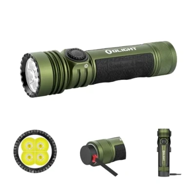 Image de OLIGHT Seeker 4 Pro LED Rechargeable Lampe de Poche 4600 Lumens Portée 260 Mètres Ultra Puissante Militaire Torche 5 Modes d&#039;éclairage IPX8 Étanche Flashlight pour et Sauvetage etc (Vert)