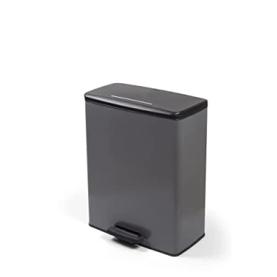 Image de CURVER Poubelle Deco Rectangle 65L, Gris Anthracite, pour Cuisine, Buanderie, Garage, 486x284x615 mm, PP 100% recyclé(version précedente)