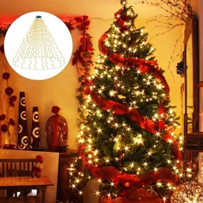 Image de GARITE Guirlande Lumineuse Sapin de Noel, 400 LED ,2m x16 Brins Blanc Chaud, IP65 étanche, avec Mémoire et 8 Modes,Lumières pour Décoration Noël Intérieure Extérieure