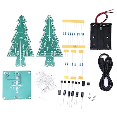 Image de Arbre de Noël 3D DIY Kit d&#039;Assemblage Circuits Électroniques PCB Sapin Stéréo LED pour la Décoration Vacances(7 Colors)