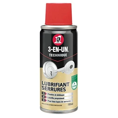 Image de 3 EN UN Technique Lubrifiant Serrure Aérosol Lubrifie Proprement Pour Tous Types De Cylindres 100 ML