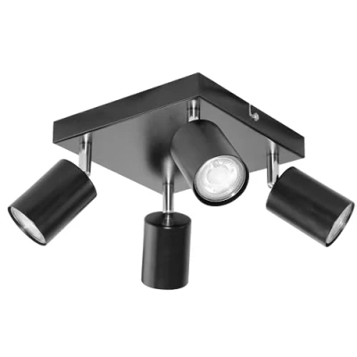 Image de Miratic Luminaire Plafonnier pour éclairage de Plafond Applique Mural GU10 max. 4x50W Abat Jour Orientables Source Lumineuse Remplaçable Ampoules ne sont pas incluses dans l&#039;ensemble (noir)