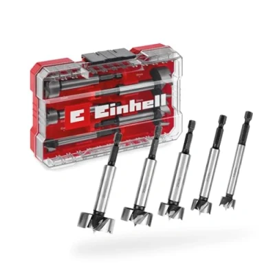 Image de Original Einhell M CASE Jeu de 5 forets forestiers (en acier C65, queue E 6.3, coupe transversale, pointe centrage, forme tête conique, ébauche coupe, y compris boîte rangement)