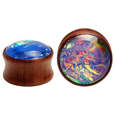Image de KUBOOZ Sea Shell Centre Bouchons d&#039;oreille en Bois Tunnels Jauges Civière Piercings Bijoux