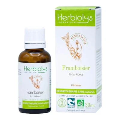 Image de Macérât de Bourgeon Bio Sans Alcool Gemmothérapie Flacon 30 ml Herbiolys (Framboisier)
