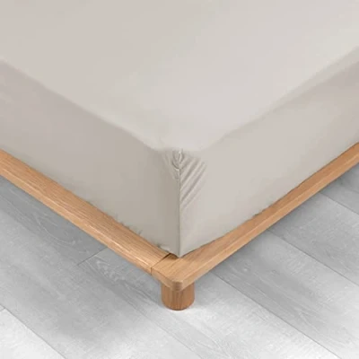Image de douceur d&#039;intérieur, Drap Housse (180 x 200 cm) Percaline Lin, Percale de Coton
