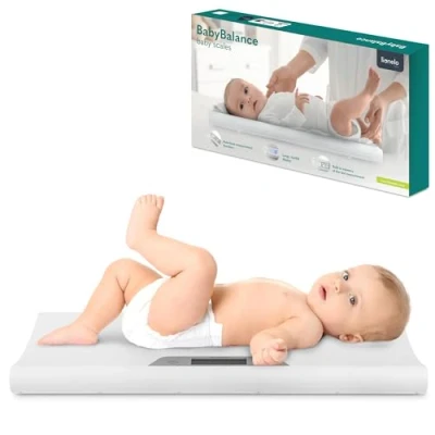 Image de LIONELO BABYBALANCE Pèse bébé électronique, jusqu&#039;à 20 kg, grand écran, fonction de tare, mémoire dernière mesure, pesée précise par incréments 5 g