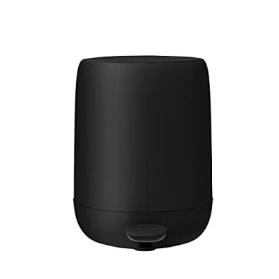 Image de Blomus poubelle à pédale Sono avec fermeture amortie, de salle bain, pédale, douce, couleur : noir, matériau plastique, silicone