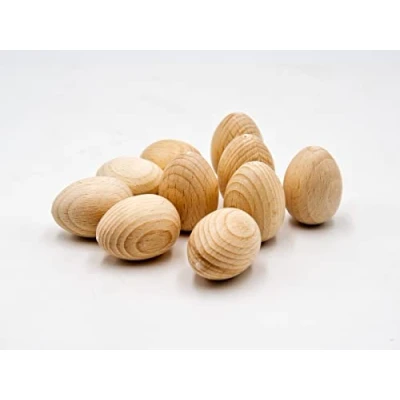 Image de JOWE Lot de 10 œufs en bois DIY Pâques Décoration qualité supérieure Œufs massif à décorer Fabriqué Autriche (M 30 x 40)