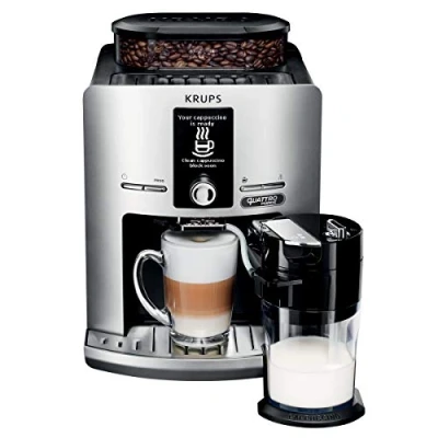 Image de Krups Espresseria Latt, Réservoir 1,7 L, 1450 W, Cafetière à grain en acier, Broyeur, Cappuccino One touch, Nettoyage automatique, Pression de 15 bars, Fabriqué France YY4201FD