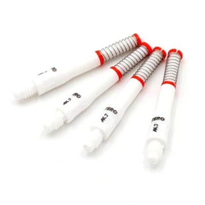 Image de CUESOUL TERO AK7 Tiges de fléchettes Blanches Ressort intégré, télescopiques, Ensemble 4 pcs M (CS + 2)