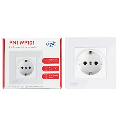 Image de Prise encastrable simple PNI WP101 avec cadre en verre, 16A, 4000W, 230V