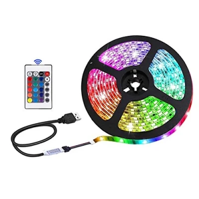 Image de Bande lumineuse LED USB, 16 couleurs de lumière RVB 5050, télécommande infrarouge 24 touches, sûre et tactile, décoration d&#039;intérieur, rétroéclairage TV (1 m)