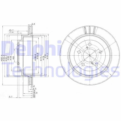 Image de DELPHI BG3154 Disque de frein 266 18 5 ventilé huilé non traité sans roulement roue, bague ABS SUBARU: Impreza I Berline, Legacy 4, 3