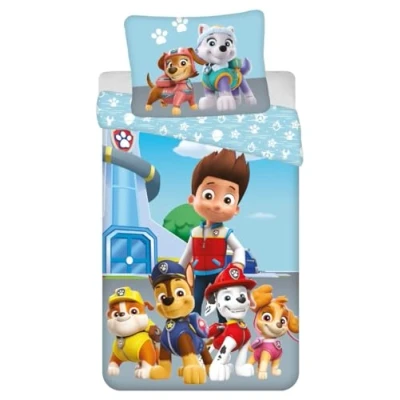 Image de Jerry Fabrics Parure de lit pour enfant Paw Patrol Ryder Chase Marshall Rubble Skye Everest Liberty Chiens Animaux Couette 140 x 200 cm + Taie d&#039;oreiller 70 90 100 % coton