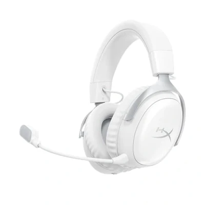 Image de HyperX Cloud III S Casque de Gaming sans Fil, Bluetooth, 2,4 GHz, PC, PS5, Xbox, Drivers 53 mm, DTS, Microphone 10 Batterie jusqu&#039;à 200 h, Blanc