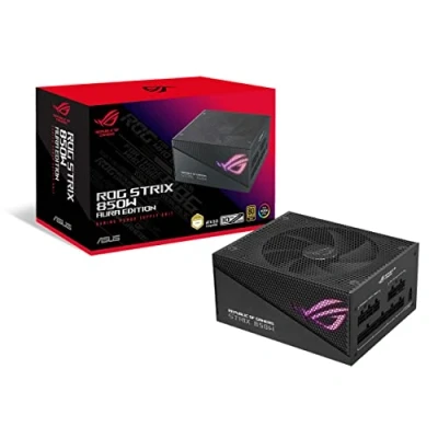 Image de ASUS ROG STRIX 850W Gold Aura Edition Bloc d&#039;alimentation PC (850 Watt, modulable, 80+ Gold, ATX 3.0 compatible, Lambda A++, PCIE 5.0, Ventilateurs axiaux, Sync RGB)