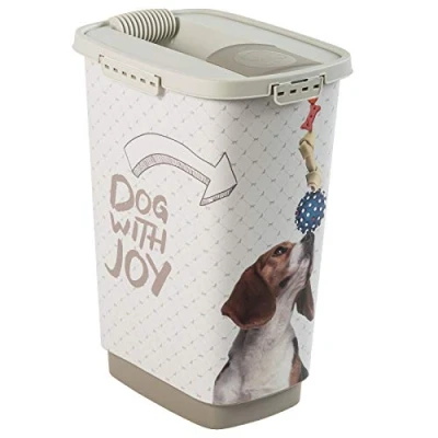 Image de Rotho Mypet Cody Récipient pour Aliments Animaux Domestiques de 25 l avec Couvercle et Dispositif Verseur, Plastique (PP) sans BPA, Anthracite/Blanc, (33,0 X 25,0 46,3 cm)