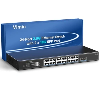 Image de Switch Réseau Non Géré 26 Ports 2,5G, 24 Ethernet 2,5Gbase T, 2 10G SFP+, Capacité de Commutation 120Gbps, Boîtier Métallique, Fonctionne pour NAS 2,5Gbps, Point d&#039;Accès sans Fil et PC