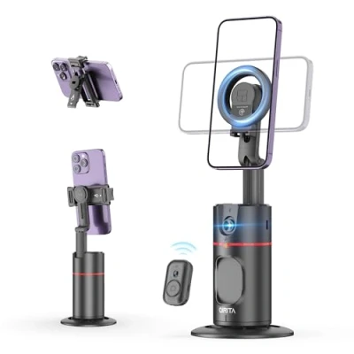 Image de Aspiration Magnétique Support de Téléphone Intelligent Selfie Stick, 360 à Suivi Visage Automatique Pas D&#039;application Nécessaire pour iPhone15 14 13, Samsung, etc