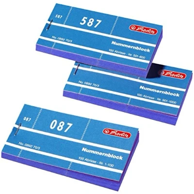Image de Herlitz Numéros 11000 numéro blocs 10 x 100 tickets Plusieurs couleurs bleu