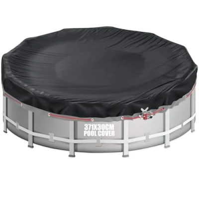 Image de Aipwerer Bâche de Piscine Ronde pour 320 366 cm Ø371 Résistant aux Déchirures Protection INTEX &amp; BESTWAY Piscines (Œillets Noirs)