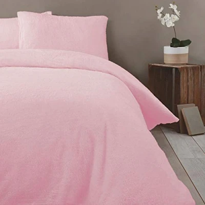 Image de Rapport Home Polaire Set Soft Pink Single Parure de lit Teddy, Polyester, Rose, Simple