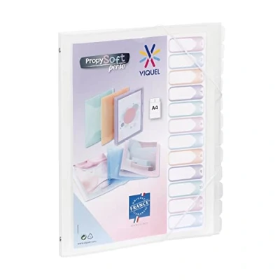 Image de Viquel Trieur 12 compartiments A4 personnalisable Propysoft Fermeture élastique Incolore