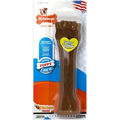 Image de Nylabone Os pour chiots qui font leurs dents Arôme poulet Convient aux tout grande chiens pesant 23 kilos et plus