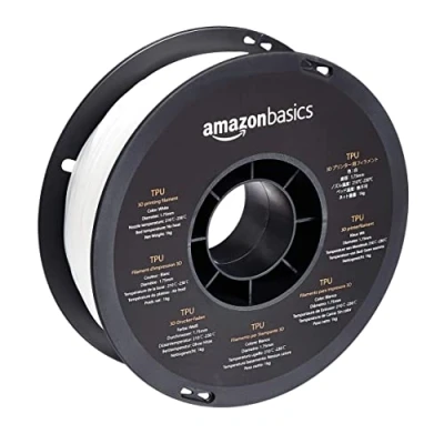 Image de Amazon Basics Filament TPU pour imprimante 3D, 1.75 mm, Blanc, bobine de 1 kg
