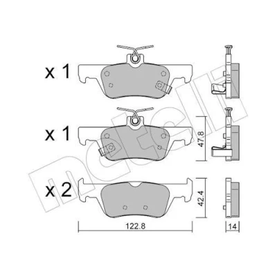 Image de METELLI 22 1364 0 Jeu de plaquettes frein avec indicateur d&#039;usure