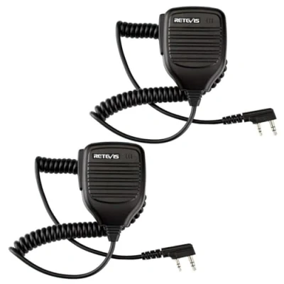 Image de Retevis Talkie Walkie Micro 2 Broches Haut Parleur Microphone Compatible avec Baofeng UV 5R BF 888S 88E RT24 RT27 RT622WOUXUN Kenwood TYT HYT Talkies Walkies pour la Chasse et Le Tir (2 Pcs)