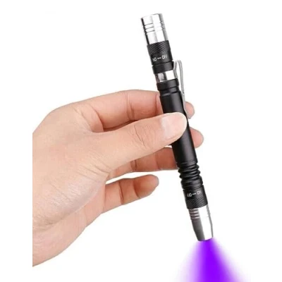 Image de LED UV Torch 2 en 1 lampe de poche ultraviolette Clip Penlight pen Detecteur Détecteur lumière noire pour l&#039;urine des animaux domestiques, tache, punaises lit 3 piles AAA MODOAO