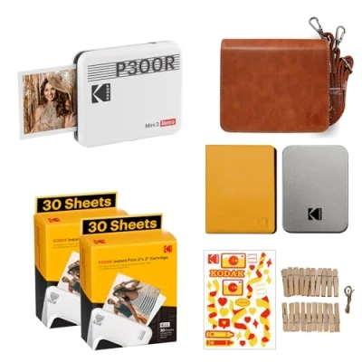 Image de KODAK Mini 3 Retro, Imprimante Photo Portable, Impression Rapide, Photos HD, 54 x 86 mmn Bluetooth, Compatible iOS et Android, Pack de 68 Papiers Blanc