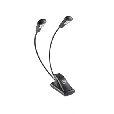 Image de K&amp;M 12246 Lampe de pupitre Double4 LED FlexLight Schwarz fixation par clip 2 cols cygne flexibles, x 1700 Lux