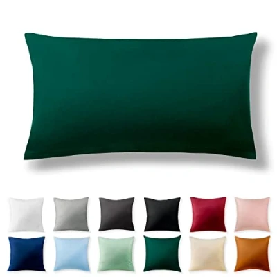 Image de Alreya Renforcé Taie d&#039;oreiller 100% Coton 40 x 80 cm avec Fermeture éclair YKK Hypoallergénique sans Produits Chimiques Vert forêt