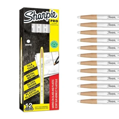 Image de Sharpie China Marker Marqueur Polyvalent Pointe Fine Blanc Lot de 12