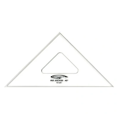 Image de Graphoplex Equerre 45 3 bords antitaches 13 cm Transparent