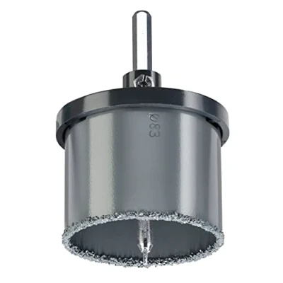 Image de kwb Set de scies cloches ø 83 mm avec puissance coupe élevée, longue durée vie, grande profondeur 55 mm, foret centrage à pastilles carbure et plateau support en aluminium