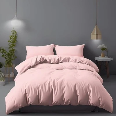 Image de LivinEase Housse de Couette 240x220 cm avec 2 taies d&#039;oreiller 65x65 Parure lit 220 x 240 Parures en Microfibre brossée Douce Rosa