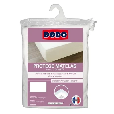 Image de DODO Protège Matelas Absorbant Molleton Coton 140x190 pour lit 2 Personnes Quartz Douce et Confortable Lavable en Machine à 95c