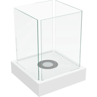 Image de KRATKI Tango4 Cheminée au bioéthanol Autonome 0,2 L Acier revêtu par Poudre certifié TÜV et 4 vitres 52 x 40 cm Blanc
