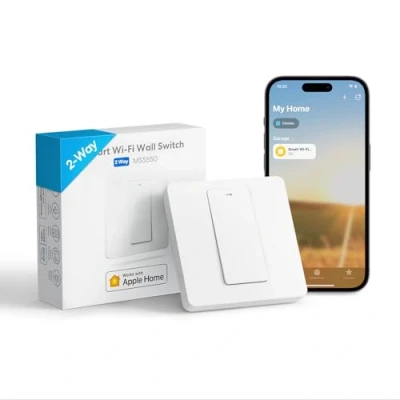 Image de Meross Interrupteur Va et Vient WiFi(FIL NEUTRE REQUIS),Interrupteur à 2 Voies Intelligent Compatible avec Apple HomeKit,Siri, Alexa,Google Home SmartThings, Contrôle Distance Commande Vocale