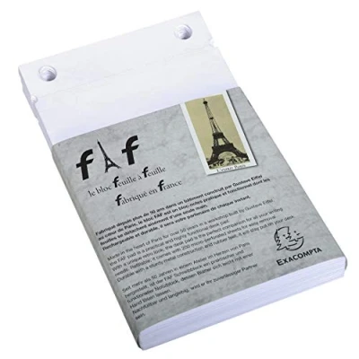 Image de Exacompta Réf. 12213E Boîte de 5 recharges bureau pour bloc FAF 170 feuilles blanches microperforées détachables Dimensions 18,5 x 11,5 cm Format N 3 uni blanc