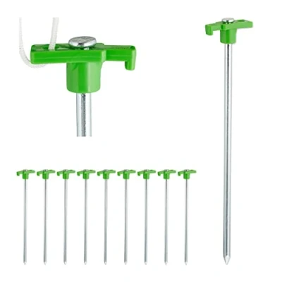 Image de Relaxdays, Vert clair Sardines, set de 10, Ancrage pour les sols durs 25 cm, Piquet, Acier zingué, Stück